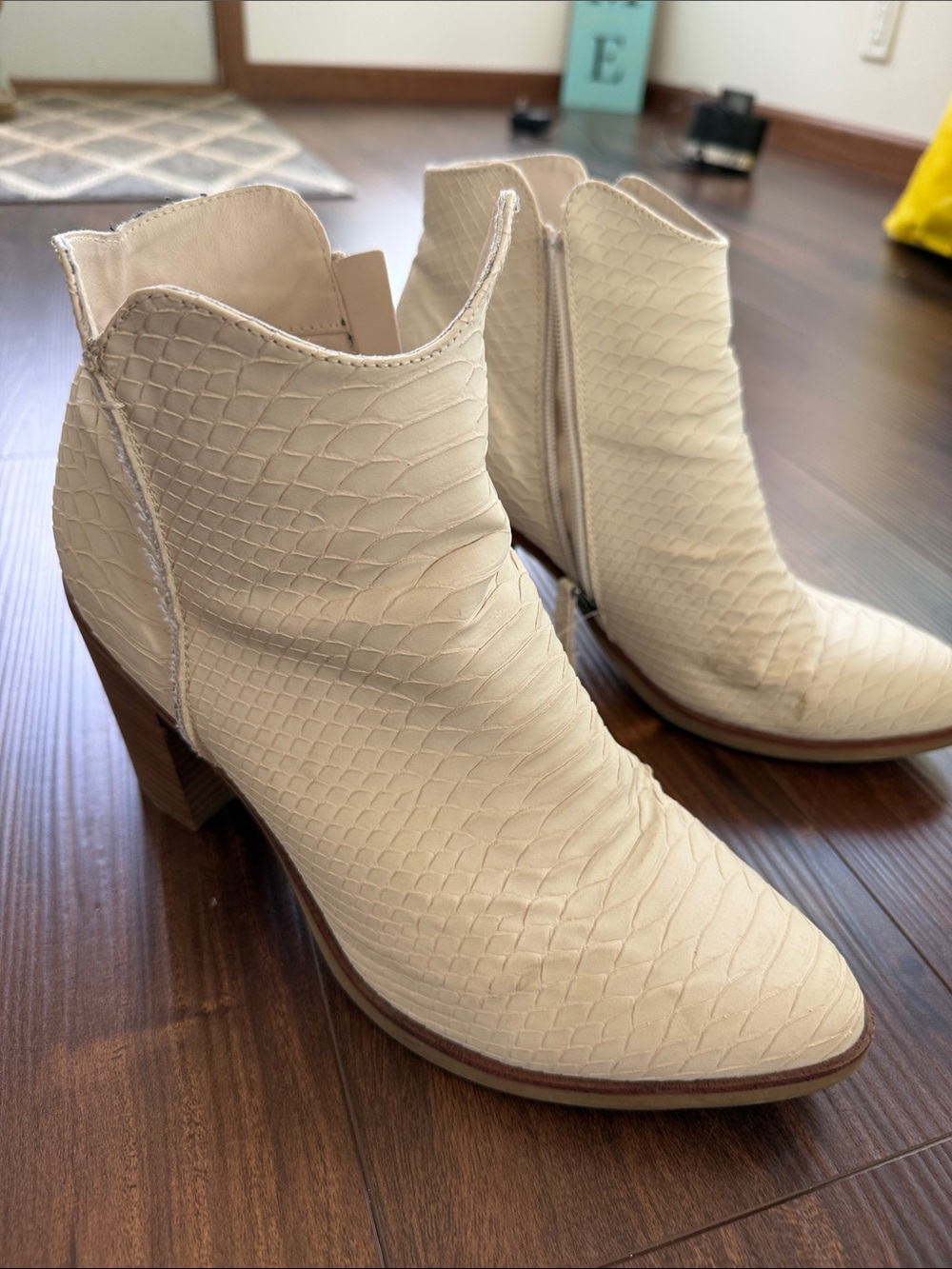 Maurices Cream Textured Ankle Booties